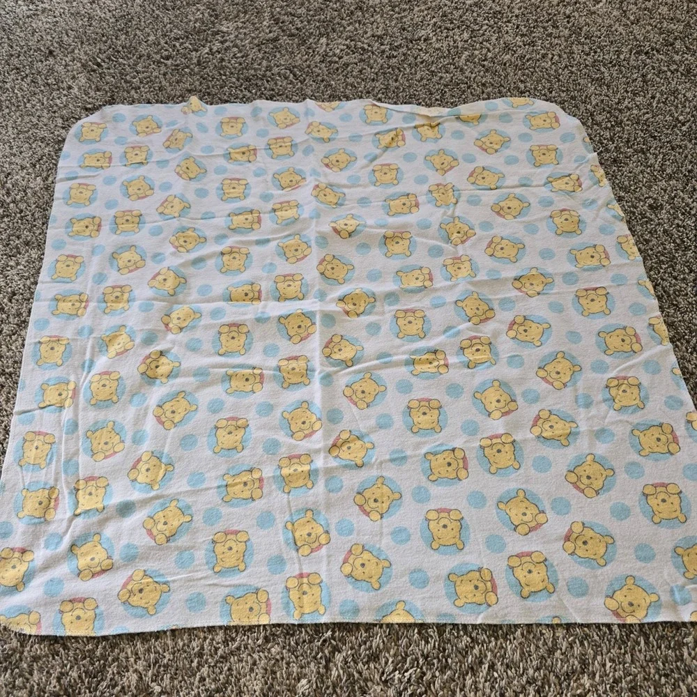 Disney Winnie the Pooh Receiving Blankets Unisex OS Blue White‎ 2PK Polka Dot
